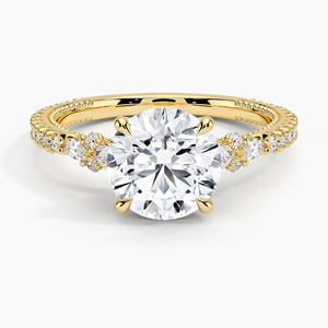 Anillo de boda clásico para mujer de plata de ley 925 con moissanita de corte brillante redondo pavé de tres lados. - Product Image 1