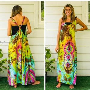 Elegante Vestido Maxi Moderno 100% Algodón con Estampado Tie-Dye, Ropa Casual de Verano para la Noche, Diseño Sólido con Botones, Venta al Por Mayor - Product Image 5