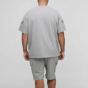 Nuevo conjunto de 2 piezas para hombre, 100% algodón, lavado ácido, logotipo personalizado impreso en DTF, transpirable, camiseta y pantalones cortos para hombre, llegada en 2026 - Product Image 2