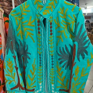 High Quality Finished <b>Women</b> Suzani Embroidered <b>Velvet</b> Cotton Winter Stand Blouson <b>Jacket</b> Autumn Floral Ethnic Fashion Reversible - Product Image 1