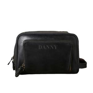 Personalized Vintage Leather Dopp Kit Initial Plate Custom Zipper <b>for</b> <b>Toiletry</b> <b>Bag</b> <b>for</b> Men <b>Travel</b> Wash Cosmetic TYG-0074B - Product Image 1
