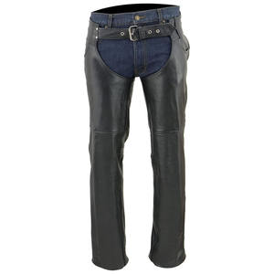 Samroz Sports – Cuissardes en cuir pour homme, design personnalisable, noir/marron, poches fendues, fermeture à boutons-pression, doublure thermique, pour motards toutes saisons - Product Image 1