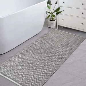 Tapis de bain rectangulaire en coton géométrique scandinave, antidérapant avec dos en caoutchouc, épaisseur moyenne, pour usage domestique (vente en gros) - Product Image 2