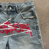 Shorts en jean baggy pour homme, taille haute, respirants, décontractés, style streetwear, qualité supérieure, avec lettres brodées et taille élastique, idéaux pour l'été