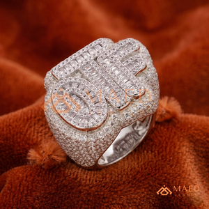 Anillo OTF Personalizado de Plata de Ley 925 para Hombre, Anillo Hip Hop con Diamantes Baguette de Moissanita VVS, Joyería para Raperos - Product Image 4