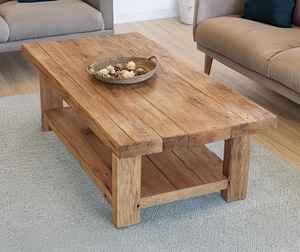 Mesa de Centro Premium para Sala de Estar Hecha de Madera Sólida con Estante Inferior Rectangular Minimalista y Funcional, de Larga Duración - Product Image 2