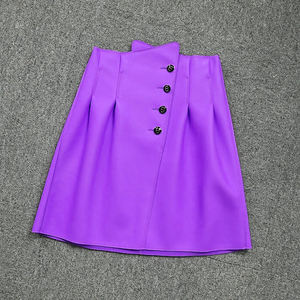 Jupe courte en cuir véritable pour jeune femme, taille haute plissée, style doux et tendance - Product Image 2