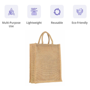 Jute Tote Bag Foldable Reusable Eco-Friendly Customizable for Outdoor Travel - Product Image 5