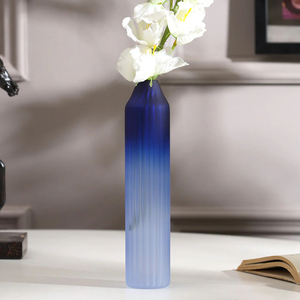 Elegant Amber Frosted Glass Vase <b>Slim</b> Design Decorative Vase for Home Office <b>Table</b> Centerpiece - Product Image 2
