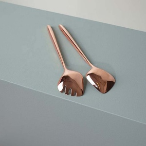 ช้อนโลหะรูปทรงใบไม้สีทองสเตนเลสสตีล,ชุดช้อนกาแฟสลัดช้อนซุปช้อนดีไซน์เยี่ยมด้ามเซรามิกกลมยาว - Product Image 2