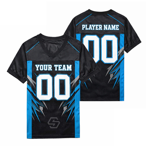 เสื้อฟุตบอลอเมริกันแบบตาข่ายพิมพ์ลาย 3 มิติ แบบซับลิเมชั่น คอวี แขนสั้น ระบายเหงื่อได้ดี ผลิตจากโพลีเอสเตอร์ สำหรับทีม  ไซส์ใหญ่ - Product Image 5