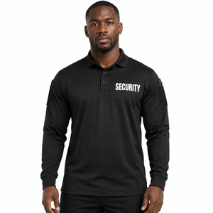 Camiseta Polo de Poliéster de Color Sólido Personalizada, Uniforme de Trabajo de Manga Larga para Guardias de Seguridad, Transpirable, Unisex - Product Image 1