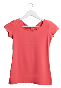 Camiseta de Manga Corta de Alta Calidad OEM para Mujer, Estilo Vintage, con Botones, Ecológica, de Spandex, Ajustada, de Tela Jersey, Producción al por Mayor - Product Image 5