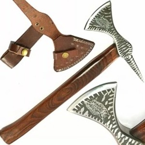 Handcrafted Tomahawk <b>Axe</b> With Engraved Blade Wooden <b>Handle</b> For Survival Use Pick Head Hatchet Forged Steel - Product Image 1