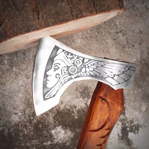 Engraved American flag hatchet Wooden <b>handle</b> splitting <b>axe</b> Handcrafted firewood hatchet Premium wood splitting tool - Product Image 3