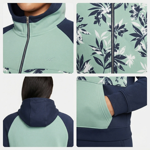 Women's Floral Print Zipper Hoodie Plus Size French Terry Boxy Hooded <b>Jacket</b> Ladies Heavyweight Cotton Fleece <b>Zip</b>-<b>up</b> Hood Top - Product Image 6