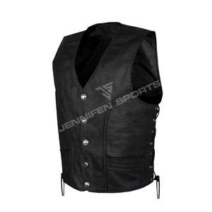 Nouvelle mode décontractée pour hommes, gilet de motard en cuir de haute qualité, coupe-vent, grande taille, style heavy metal rocker, fermeture éclair, personnalisable - Product Image 2