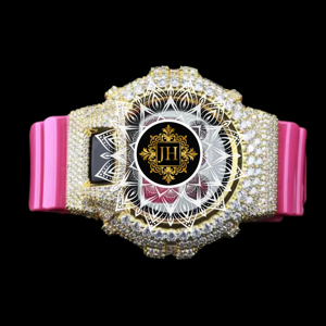 Reloj de Lujo Personalizable para Hombre, Estilo Hip-Hop, Correa de Goma, Caja Redonda de 41 mm, Esfera con Incrustaciones de Diamantes Moissanite, Cuarzo - Product Image 1