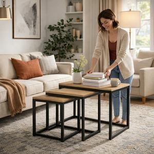 Table basse en bois contemporaine pour salon, petit espace, design minimaliste, table de canapé pour bureau à domicile, mobilier moderne élégant - Product Image 4