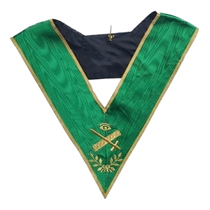 Collier Expert. Soie naturelle - Collier de cérémonie de la Franc-Maçonnerie, brodé à la machine, Cerneau Rite, Bleu - Product Image 1