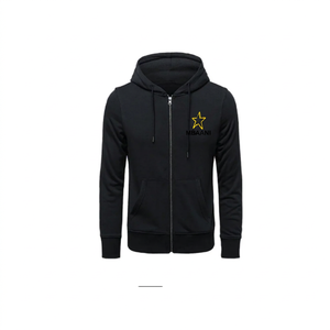 MBAANI Men's <b>Navy</b> Blue Hooded <b>Sweatshirt</b> Oversized Fit Embroidered Star Logo Casual Wear Autumn Season 100% Cotton French Terry - Product Image 5