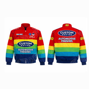Blouson de course vintage personnalisé pour homme, finitions automobiles, blouson bomber color block, manteau streetwear rétro motorsport - Product Image 2