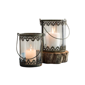 Handicrafts <b>Black</b> Finished Iron & Glass Tea Light Votive <b>Candle</b> <b>Holder</b> for Home Christmas Wedding Decor Hanging Votive - Product Image 1