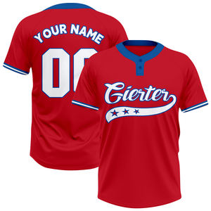 Maillot de baseball personnalisé à col en V et demi-boutons, en polyester uni pour équipe de softball - Product Image 3