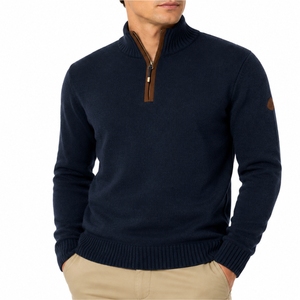 Pull à col zippé pour homme, de qualité supérieure, respirant, à motifs, élégant, confortable, chaud, décontracté, moderne, tricot tendance - Product Image 1