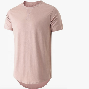 Hip Hop Fashion <b>Longline</b> Cotton <b>T</b>-<b>Shirt</b> Lightweight Crewneck Premium Tee <b>Shirts</b> with Short Sleeves - Product Image 1