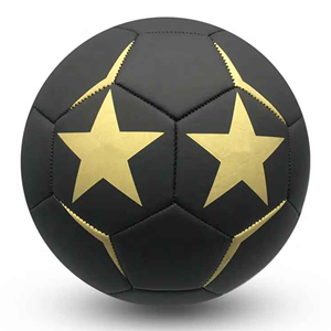 Ballon de football noir CORE FIELD, motif étoile dorée, design classique à panneaux, léger et écologique pour le divertissement en intérieur/extérieur - Product Image 1