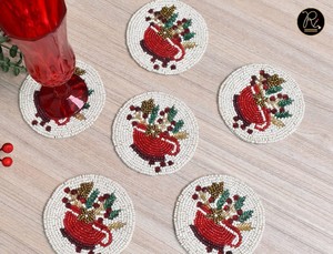 Handmade Multi Color Flower Shaped <b>Beaded</b> Tea <b>Coaster</b> for Table Home Bar Decoration Buy Direct From Supplier - Product Image 6