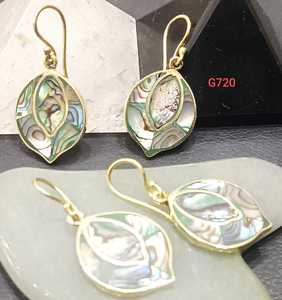 Gold Plated <b>Shell</b> Inlay Drop Earrings Bohemian Style Women's Jewelry G720 Plant Pattern Bezel Setting - Product Image 1
