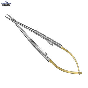 Portaagujas Manuales BARRAQUER de 14 cm Curvados, Certificación CE, Clase I, 30 Posiciones de Mandíbula, 1 Año de Garantía, Modelo HI-1923 - Product Image 1