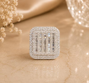 Square Moissanite Pinky <b>Ring</b> White Gold <b>Mens</b> Statement <b>Ring</b> Iced Out Hip Hop <b>Ring</b> Luxury Jewelry Gift - Product Image 1