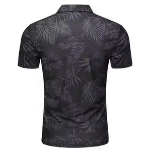 Chemise à manches courtes boutonnée pour homme, en jersey uni 100% polyester de haute qualité, imprimé par transfert thermique, tricoté 200g, séchage rapide - Product Image 2
