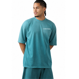 Camiseta de cuello redondo oversize para hombre, manga corta, hombros caídos, corte relajado, estilo casual urbano, venta al por mayor, camiseta básica de moda personalizada - Product Image 1