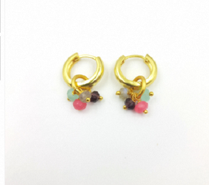 Pendientes de aro colgantes con múltiples gemas para venta al por mayor, pendientes de aro con gemas colgantes de diseño moderno - Product Image 1