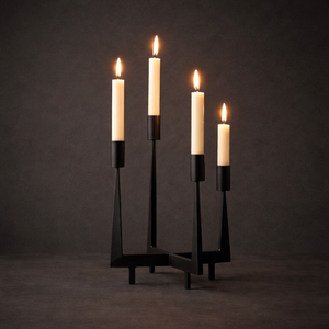 Modern Casted Candle Holders Set metal taper candle stand matte <b>black</b> candle stand set of 3 pcs cast iron & Aluminium decor - Product Image 5