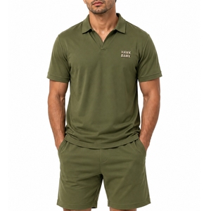 Conjunto de Camiseta Polo de Manga Corta y Pantalones Cortos para Hombre, Verano, Transpirable, Tejido de Algodón, Estilo Urbano, 240g, Alta Calidad, Uso Diario - Product Image 1