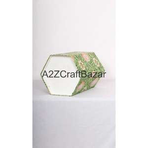 Cubo de Basura Hexagonal Plegable de Papel de Algodón Reciclado Hecho a Mano, Elegante, para Uso en Interiores/Exteriores, para Oficina - Product Image 6