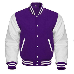 Wholesale 2025 Top Design Solid <b>Plain</b> Patchwork Eco-Friendly Stand Collar Ribbed Cuff Hem Custom Varsity Jacket Featuring Front - Product Image 4
