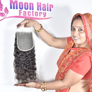 Cabello Humano Virgen Remy Ondulado de 32 Pulgadas de la India (Arunachal Pradesh) con Cierre de Encaje, Doble Trama a Máquina y Clip-in - Product Image 1