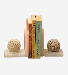 Porte-livres décoratifs en marbre blanc de luxe, style Art Déco, gravés, avec bougeoirs en albâtre et support floral LED pour la décoration intérieure - Product Image 1