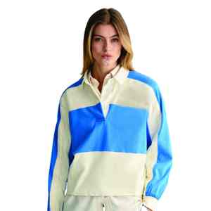 Chemise de rugby pour femme 100% coton, chemise de rugby à manches longues pour femme, chemise rayée pour femme, chemise à blocs de couleur rayée - Product Image 1