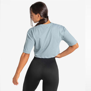 Top Deportivo Corto para Mujer, Verano, Corte Ajustado, 100% Algodón, Secado Rápido, para Gimnasio, con Color y Logotipo Personalizados (OEM) - Product Image 3