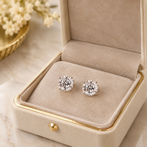 14K <b>Gold</b> Round Lab Grown Diamond Solitaire Stud <b>Earrings</b> | Classic Push <b>Back</b> Fine Jewelry Gift for Women Everyday Wear Daily Use - Product Image 4