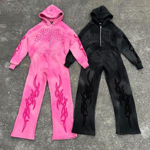 Luxury Oversized Half <b>Zip</b> Tracksuit Set Premium Cotton Streetwear OEM ODM Manufacturer - Product Image 2