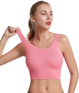 Soutien-gorge de sport pour homme, couleur unie, bretelles ajustables, col en U, sans couture, respirant, séchage rapide, maintien élevé, haut de yoga et fitness, logo avant - Product Image 3