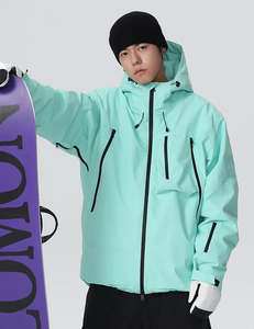 Men Hooded <b>Ski</b> <b>Jacket</b> Mint <b>Green</b> Waterproof Synthetic Insulated Gore-Tex Zipper Closure Snowboarding SkiWear - Product Image 6